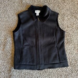Pendleton Women’s M Black Faux Fur Vest Full Zip Fur Lined